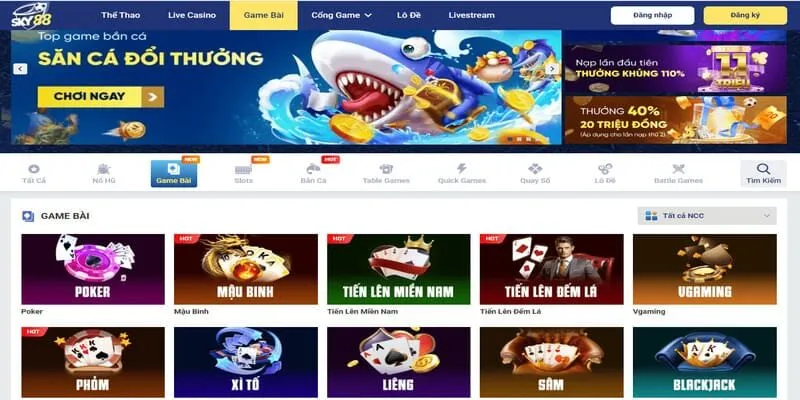 Những sảnh game nổi bật tại sân chơi uy tín SKY88